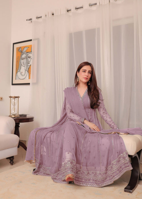 Mommy and Me by Abaan Zohan RTW Embroidered Chiffon 3 Piece Suit Kashish Lilac - Festive Collection