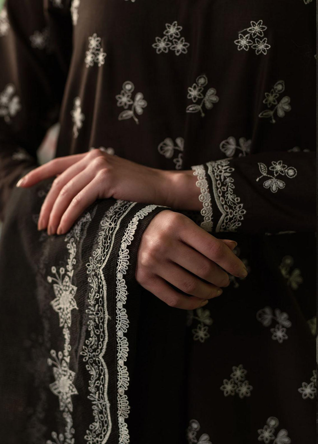 Cross Stitch Chikankari Lawn Suits Unstitched 3 Piece CS24C Dusky Sable - Summer Collection
