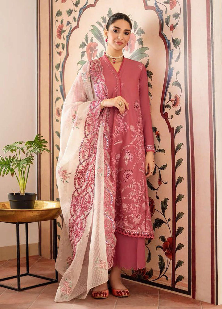 Cross Stitch Embroidered Lawn Suits Unstitched 3 Piece CS23EL 08 Arnit Blush - Eid Collection