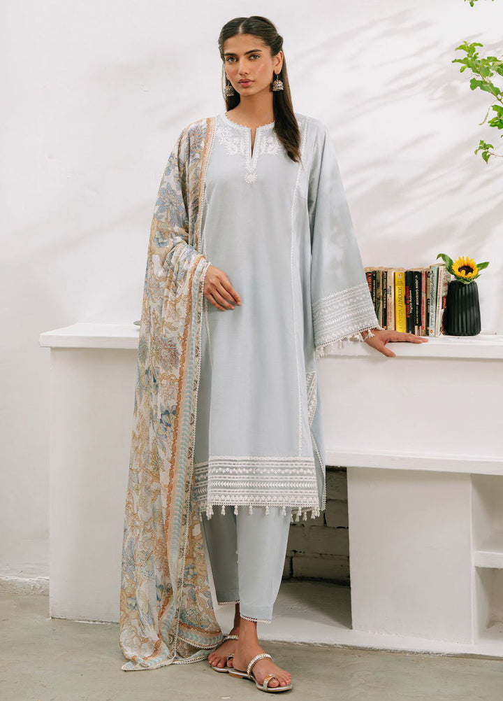 Cross Stitch Embroidered Cambric Suits Unstitched 3 Piece CS25MPU Blue Illusion - Summer Collection