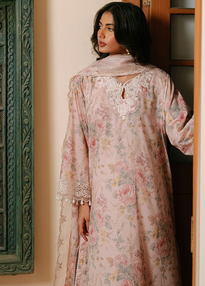 Cross Stitch Embroidered Cambric Suits Unstitched 3 Piece CS25MPU Pink Carnation - Summer Collection