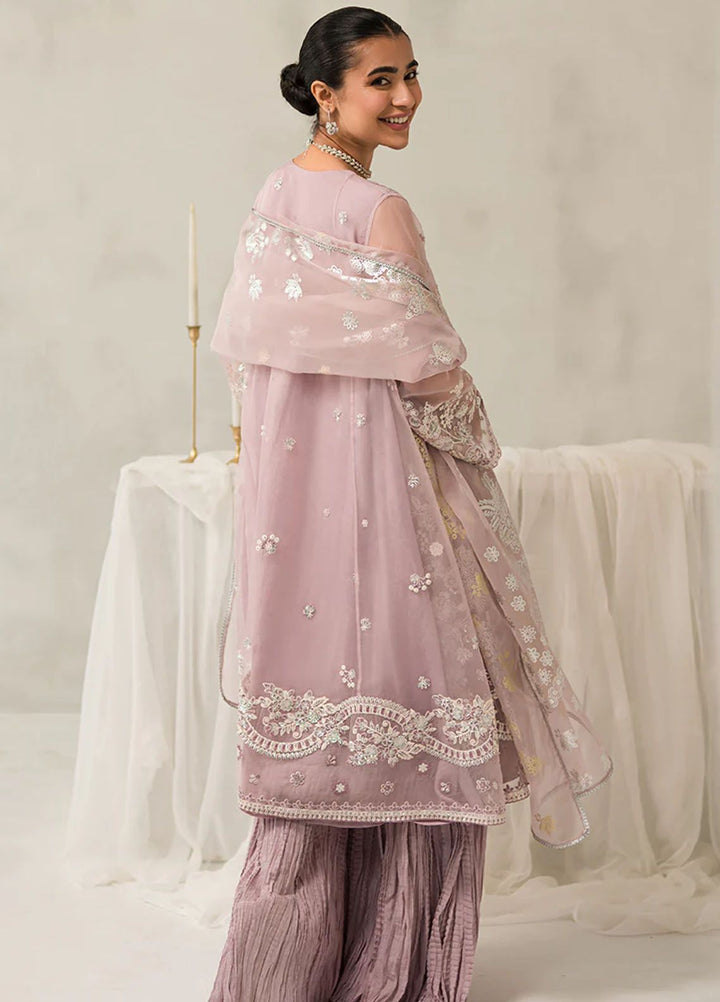 Cross Stitch Embroidered Organza Suits Unstitched 4 Piece CS24LA Mauve Somber - Luxury Collection