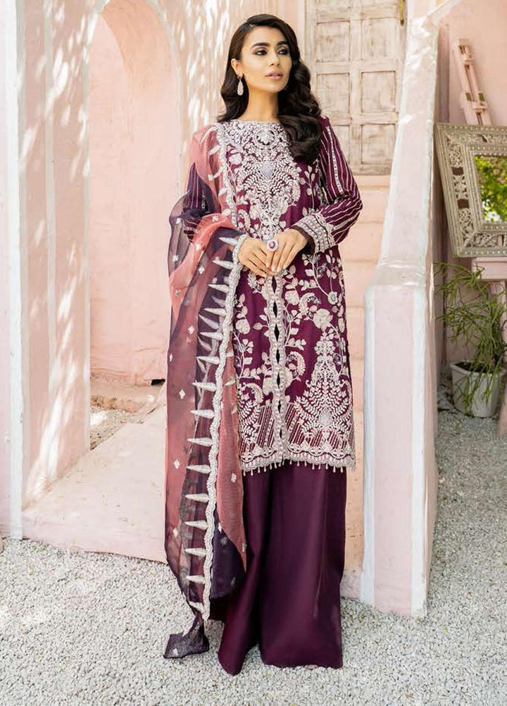 Luxe Atelier By Cross Stitch Embroidered Chiffon Suits Unstitched 3 Piece CS21LA 06 - Luxury Collection
