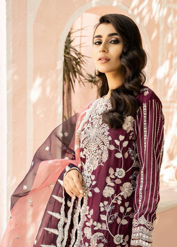 Luxe Atelier By Cross Stitch Embroidered Chiffon Suits Unstitched 3 Piece CS21LA 06 - Luxury Collection