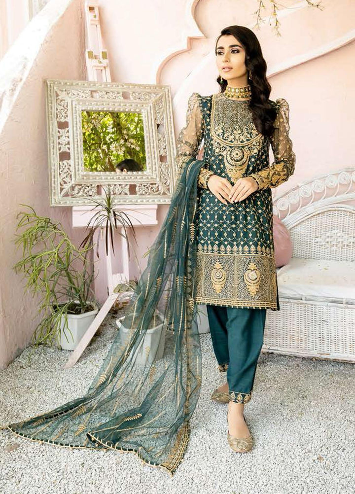 Luxe Atelier By Cross Stitch Embroidered Chiffon Suits Unstitched 3 Piece CS21LA 08 - Luxury Collection