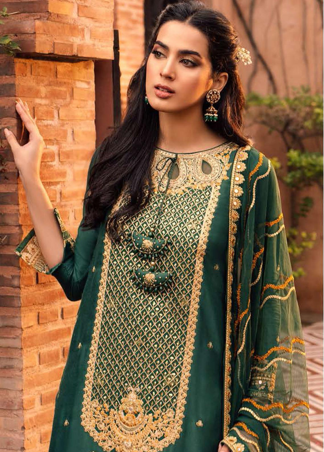 Luxe Atelier By Cross Stitch Embroidered Net Suits Unstitched 4 Piece CS22LA 04 ETHNIC TOPIARY - Luxury Collection