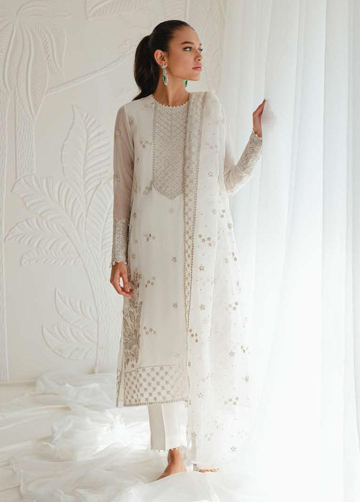Luxe Atelier By Cross Stitch Embroidered Chiffon Suits Unstitched 4 Piece CS23LA 04 Ivory Glint - Luxury Collection