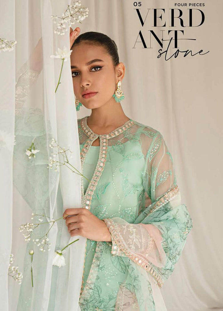 Luxe Atelier By Cross Stitch Embroidered Organza Suits Unstitched 4 Piece CS23LA 05 Verdant Stone - Luxury Collection