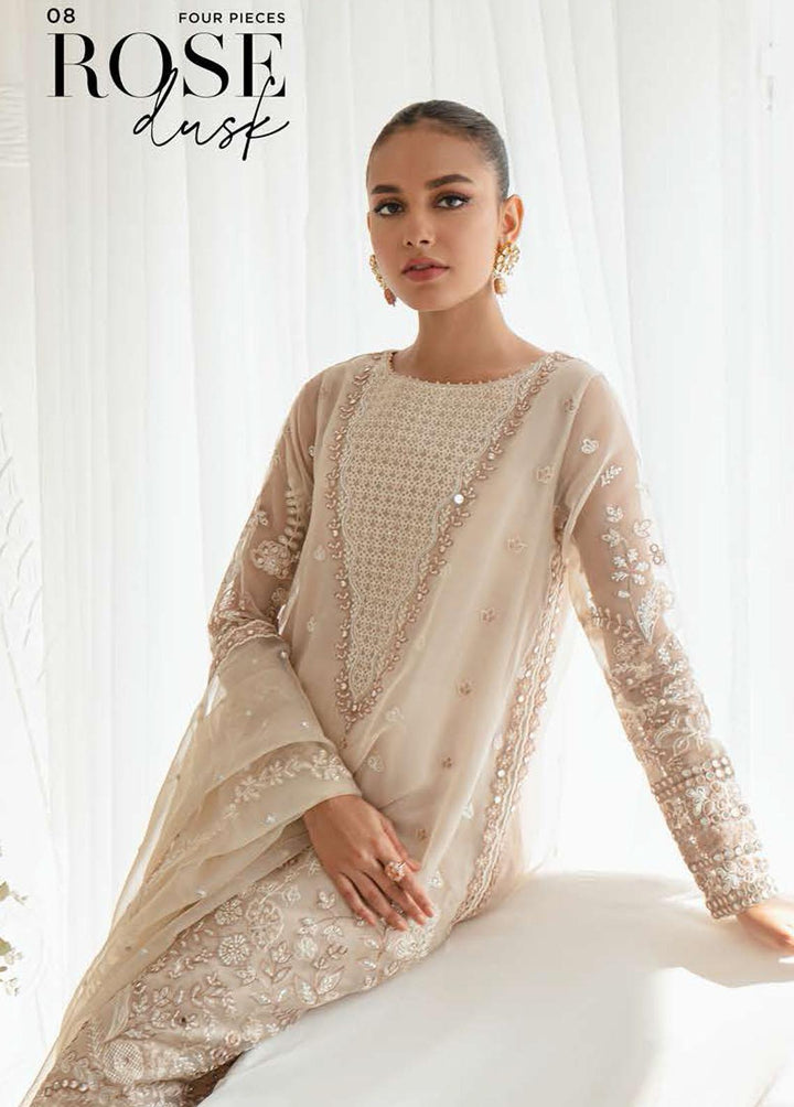 Luxe Atelier By Cross Stitch Embroidered Organza Suits Unstitched 4 Piece CS23LA 08 Rose Dusk - Luxury Collection