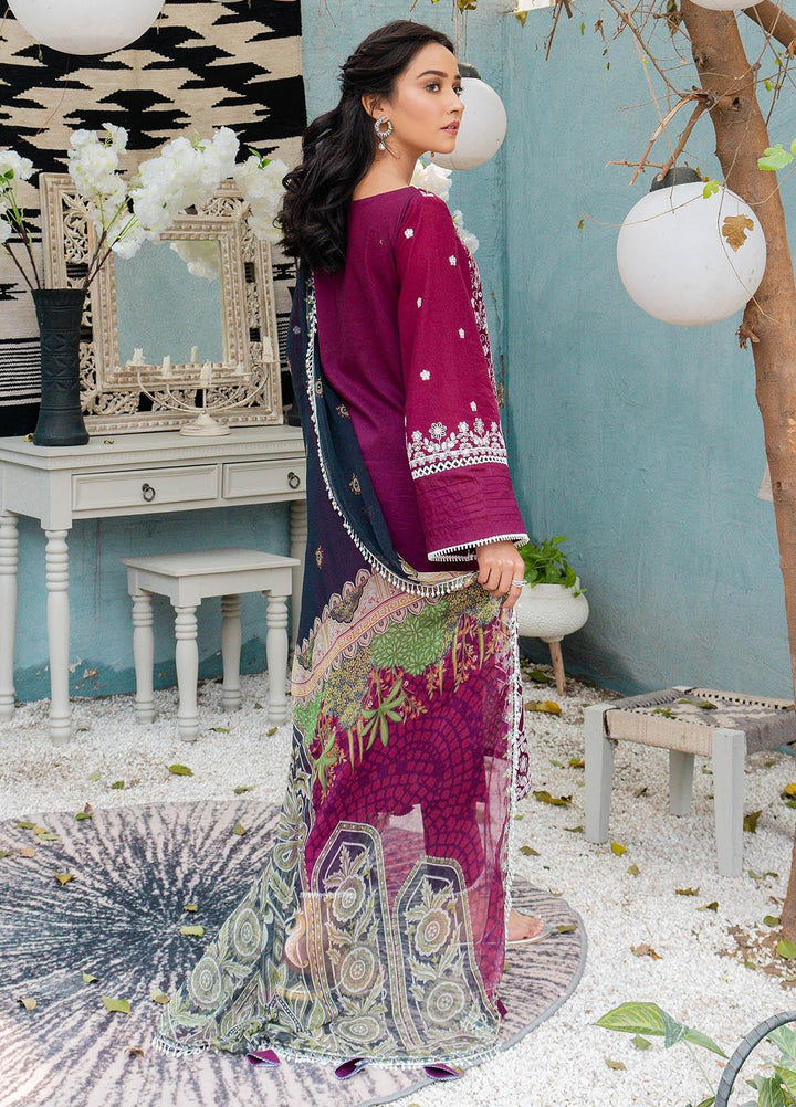 Mahiri By Cross Stitch Embroidered Lawn Suits Unstitched 3 Piece CS21M 01 Amaranth Fresco - Summer Collection