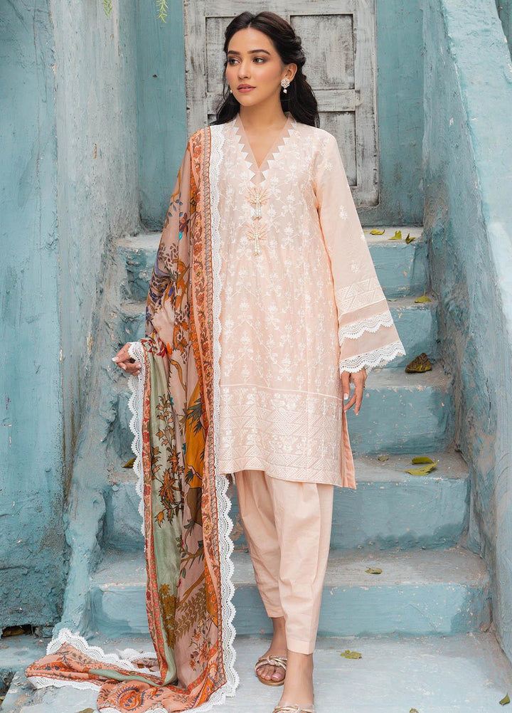 Mahiri By Cross Stitch Embroidered Lawn Suits Unstitched 3 Piece CS21M 05 Peach Voyage - Summer Collection
