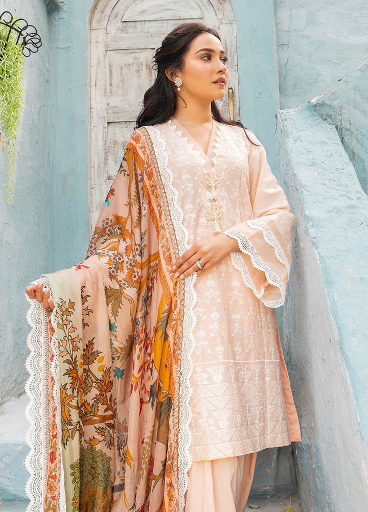 Mahiri By Cross Stitch Embroidered Lawn Suits Unstitched 3 Piece CS21M 05 Peach Voyage - Summer Collection