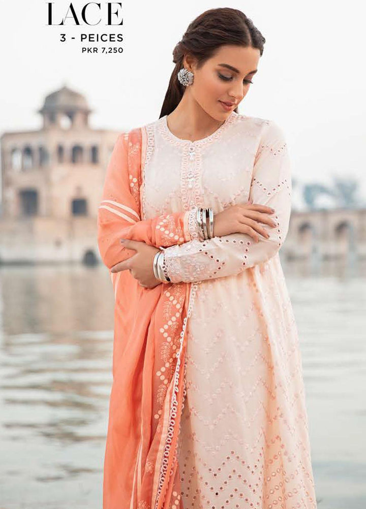Mehrbano By Cross Stitch Embroidered Lawn Suits Unstitched 3 Piece CS22ML CHEVRON LACE - Premium Collection