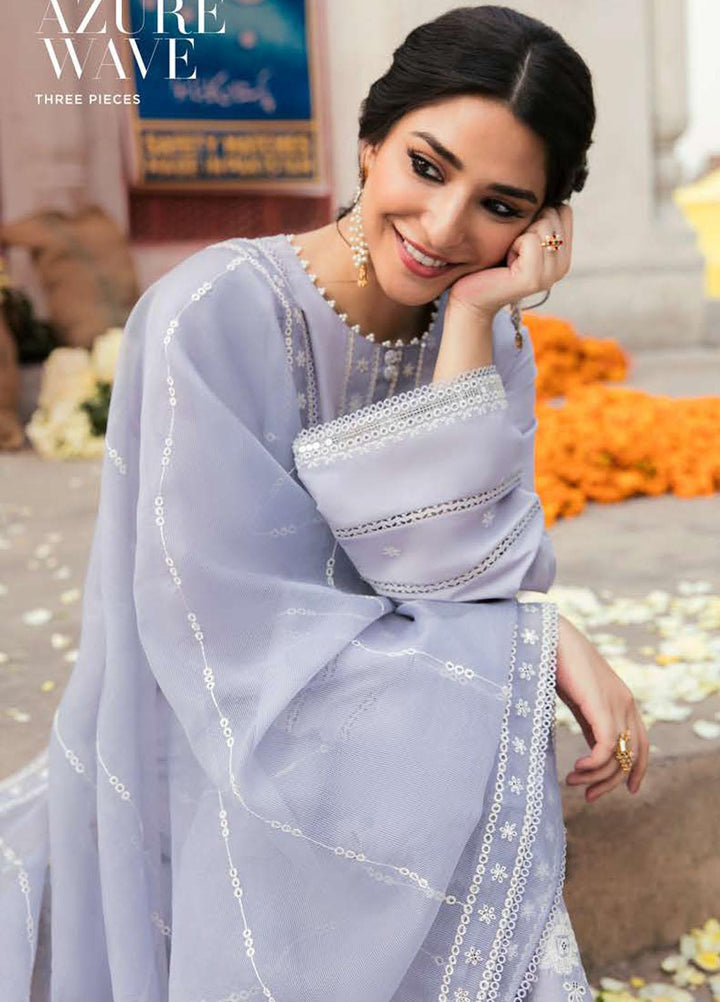 Cross Stitch Embroidered Lawn Suits Unstitched 3 Piece CS23PL D-06 Azure Wave - Eid Collection