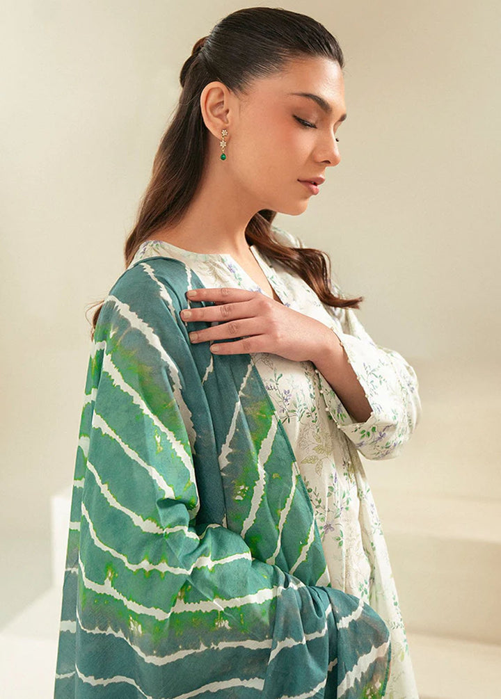 Cross Stitch Printed Lawn Suits Unstitched 3 Piece CS24DL D-08 Laurel Mint - Summer Collection