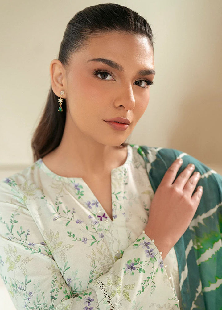 Cross Stitch Printed Lawn Suits Unstitched 3 Piece CS24DL D-08 Laurel Mint - Summer Collection