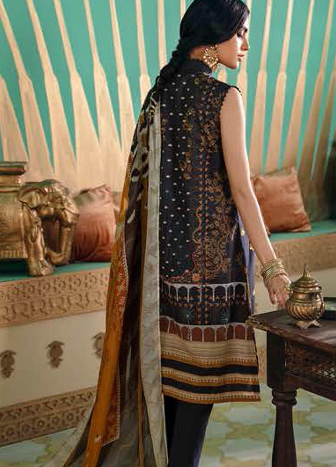 Cross Stitch Embroidered Lawn Suits Unstitched 3 Piece CS21SU 03-CAPULET OLIVE - Luxury Collection