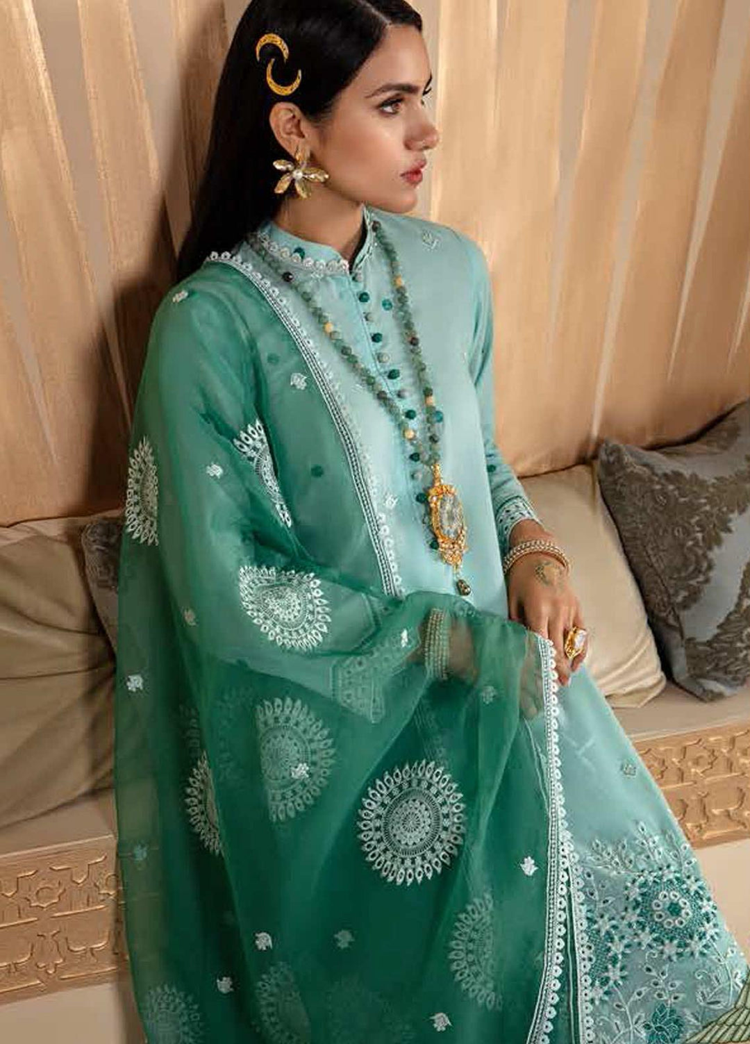 Cross Stitch Embroidered Lawn Suits Unstitched 3 Piece CS21SU 07-INSIGNIA ICEBERG - Luxury Collection