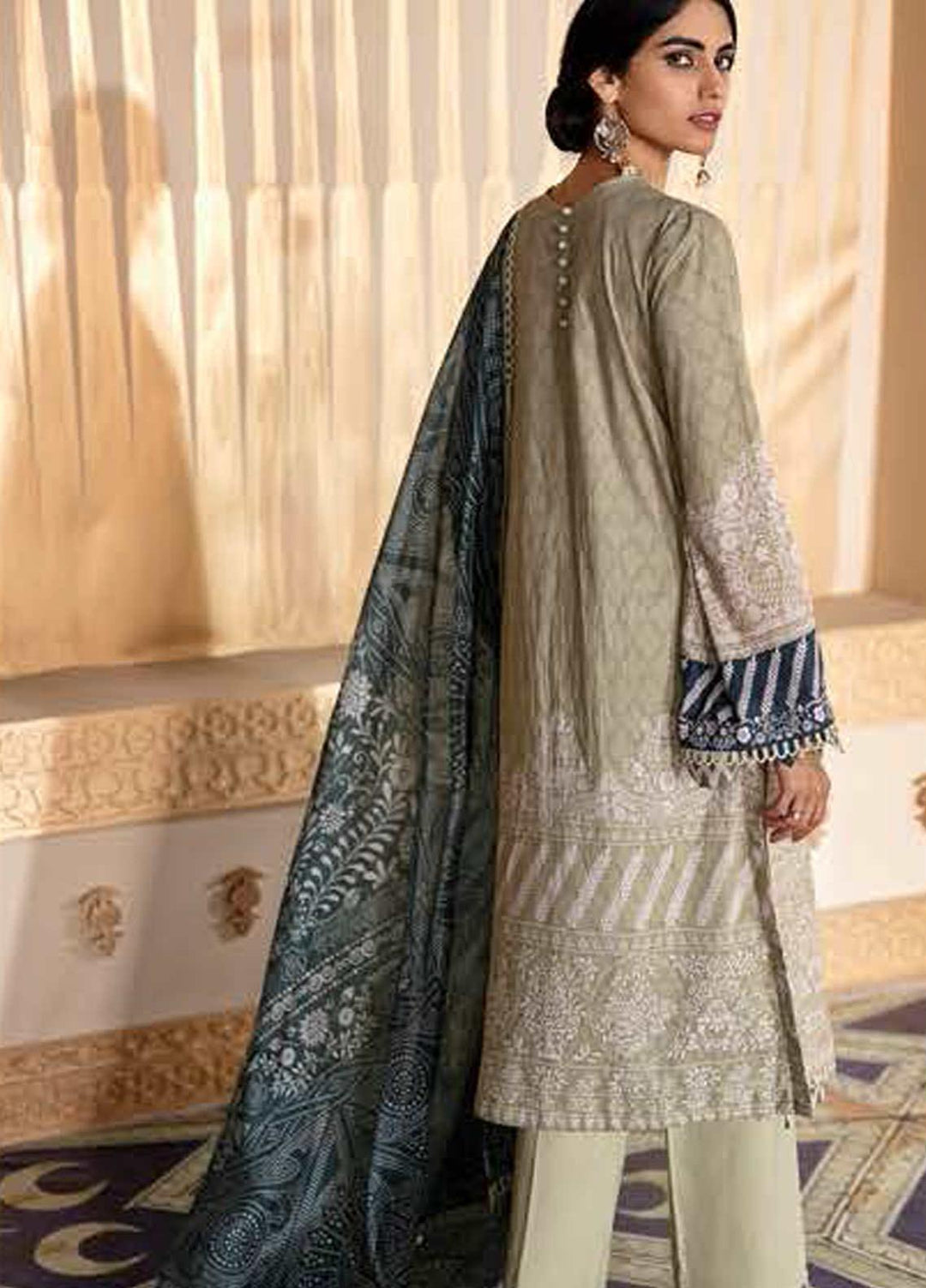 Cross Stitch Embroidered Lawn Suits Unstitched 3 Piece CS21SU 23-PISTACHIO MINT - Luxury Collection