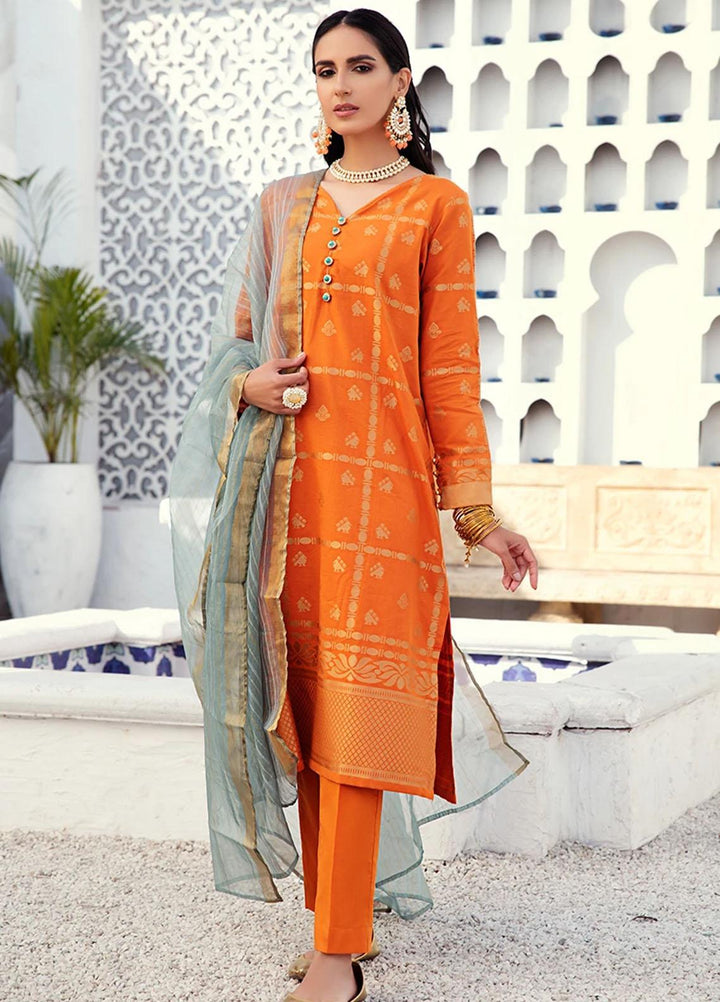 Cross Stitch Jacquard Cotton Suits Unstitched 3 Piece CS21J 05 AMBIANT PEACH - Summer Collection