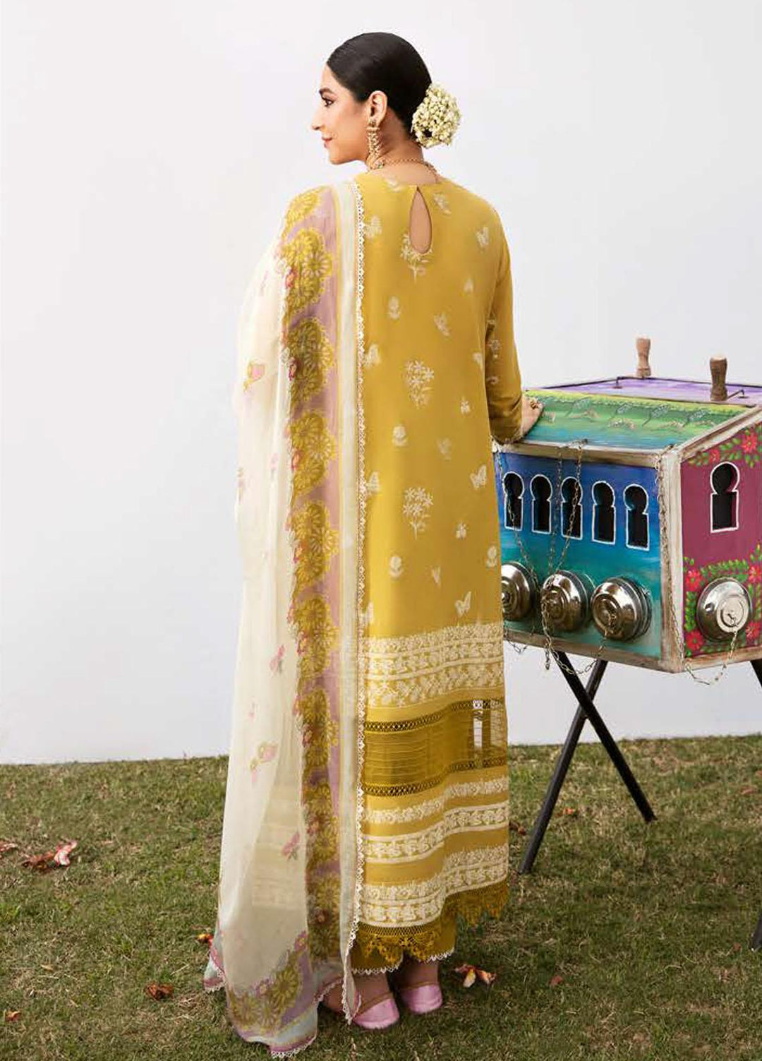 Cross Stitch Embroidered Lawn Suits Unstitched 3 Piece CS23PL D-01 Moss Lily - Eid Collection