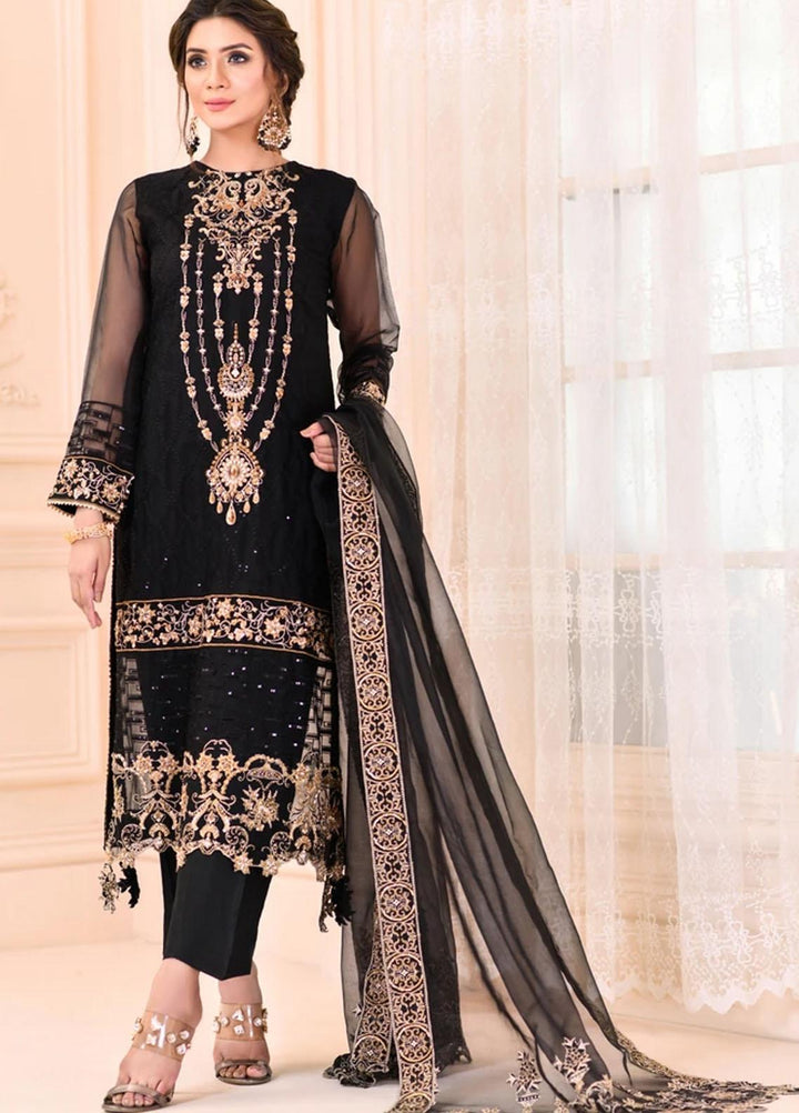 Cynthia by Noorangi Embroidered Organza Suits Unstitched 4 Piece NG21CN Jet Beauty - Luxury Formals Collection