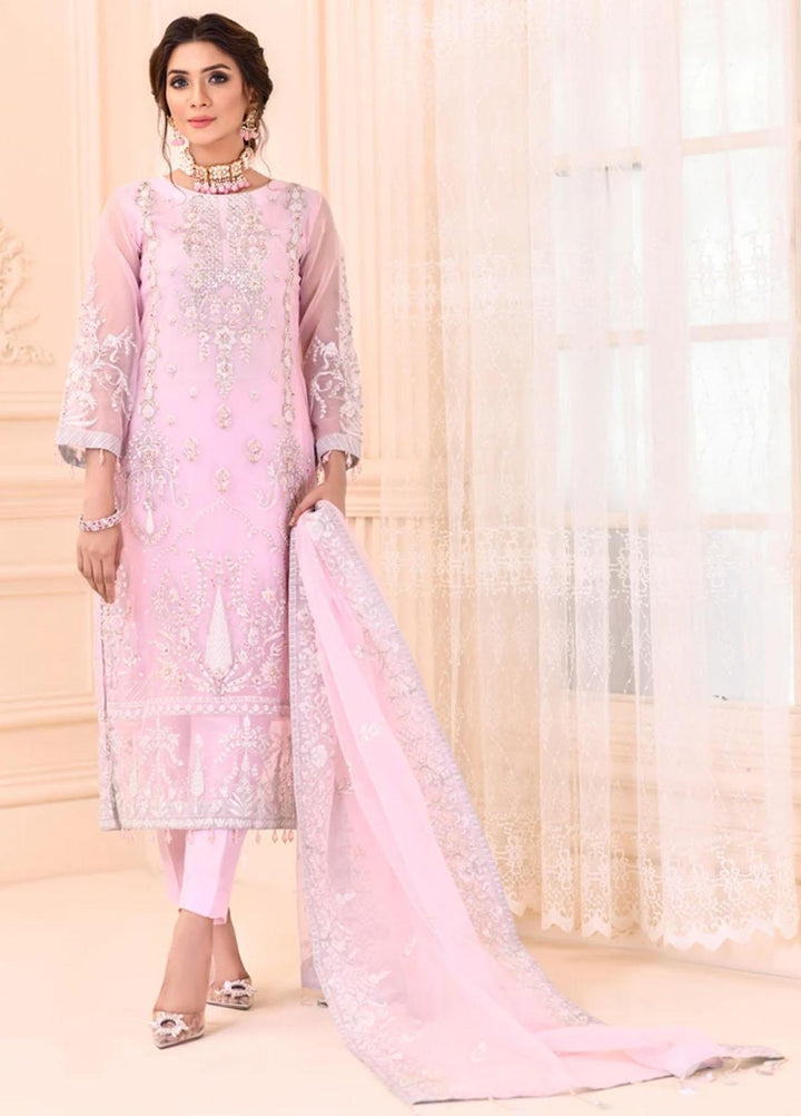 Cynthia by Noorangi Embroidered Organza Suits Unstitched 4 Piece NG21CN Pink Pearl - Luxury Formals Collection