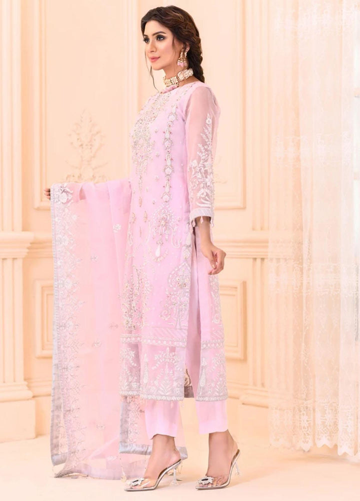Cynthia by Noorangi Embroidered Organza Suits Unstitched 4 Piece NG21CN Pink Pearl - Luxury Formals Collection