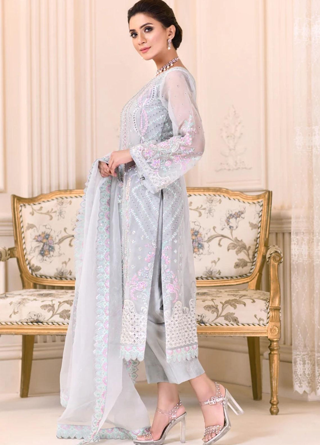 Cynthia by Noorangi Embroidered Organza Suits Unstitched 4 Piece NG21CN Blushing Beauty - Luxury Formals Collection