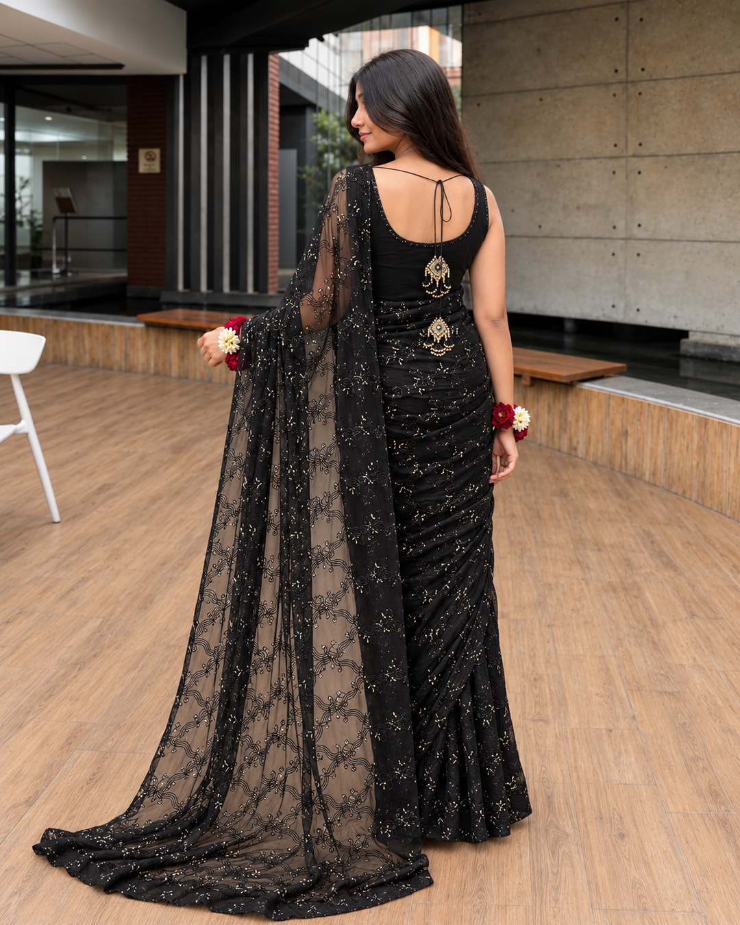 Luxe by Imran Aftab Unstitched Embroidered Organza Saree Suit IASC 25 - Festive Collection