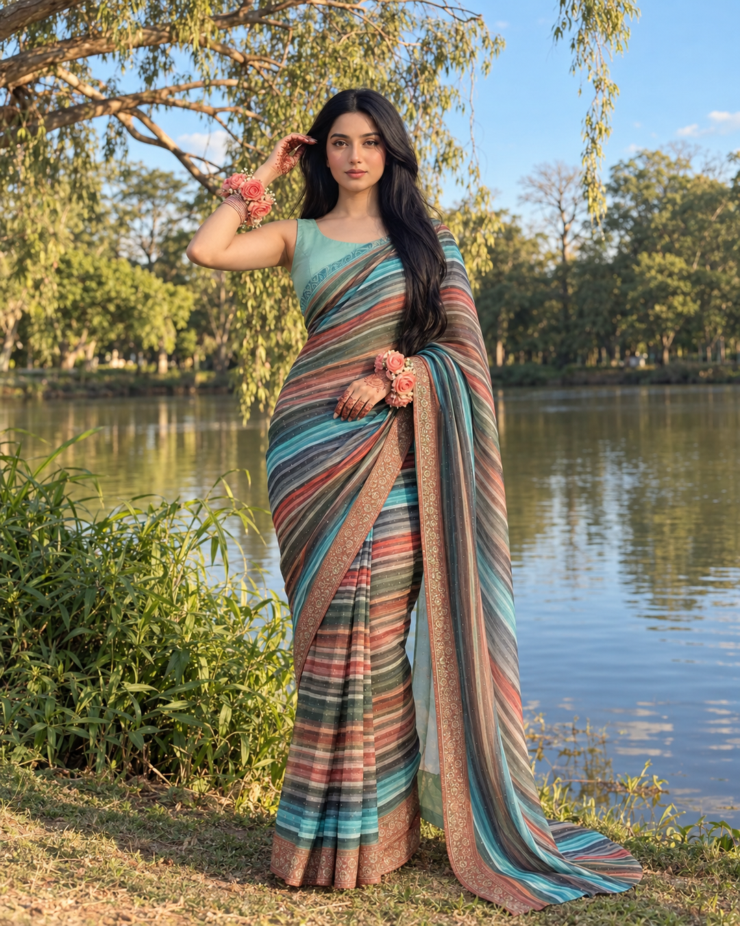 Imran Aftab RTW Printed Chiffon Saree IASC 09 - Festive Collection