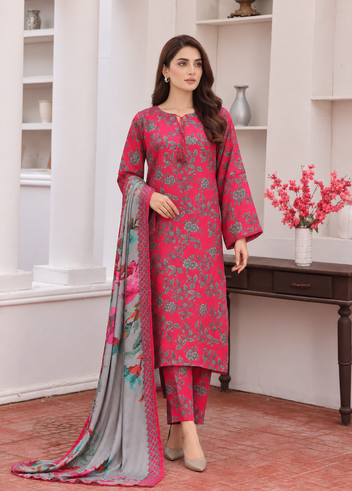 Hz Textiles Unstitched Printed Viscose Twill 3 Piece Suit HZ26UVT VT-5038 - Winter Collection