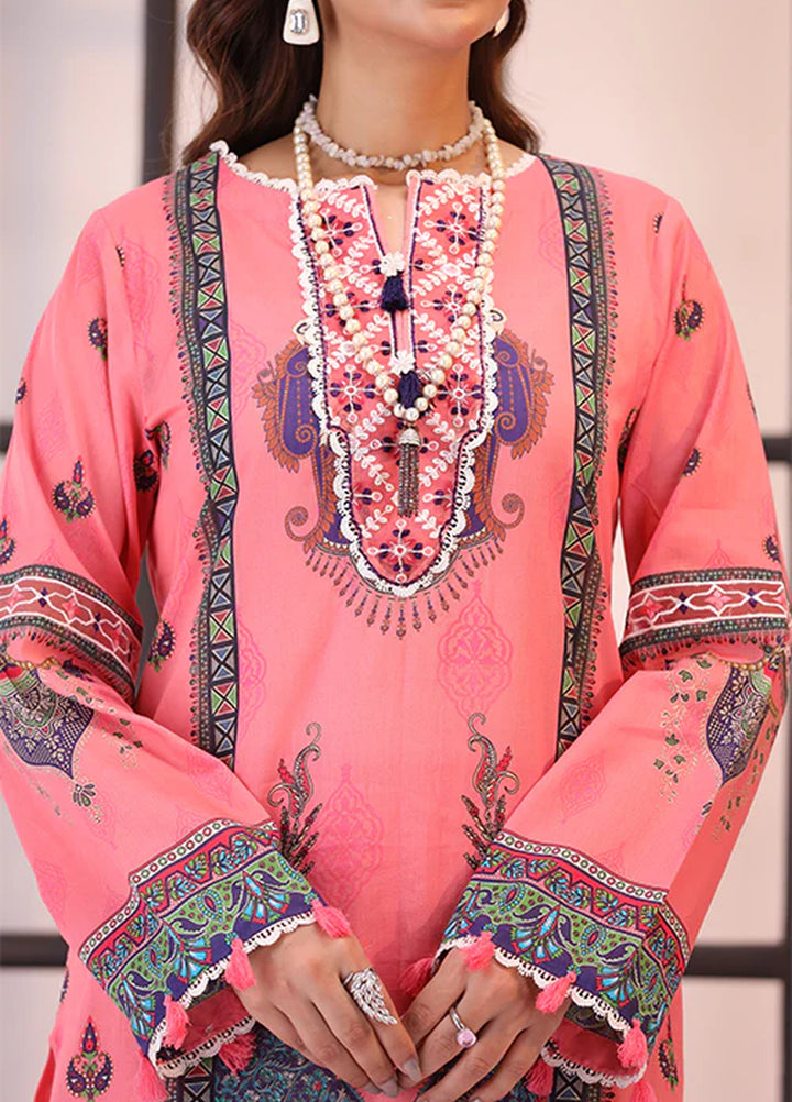 La Elise Women Unstitched Embroidered Lawn 3 Piece Suit 0001204 Gianna - Casual Collection