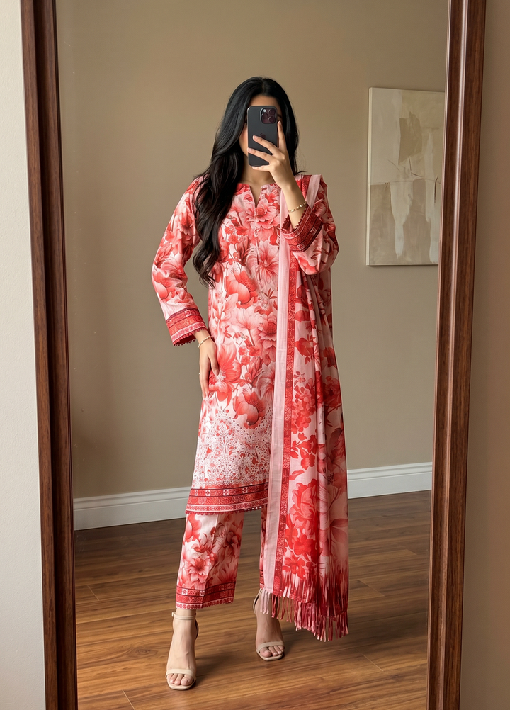 Elegant by HZ Textiles Unstitched Embroidered Lawn 3 Piece Suit EC-1055 Festive Collection