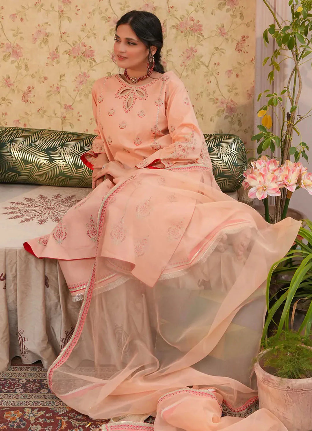 Dastaan by Annara Begum Embroidered Cotton Lawn Suit Unstitched 3 Piece AB24D Aabish - Summer Collection