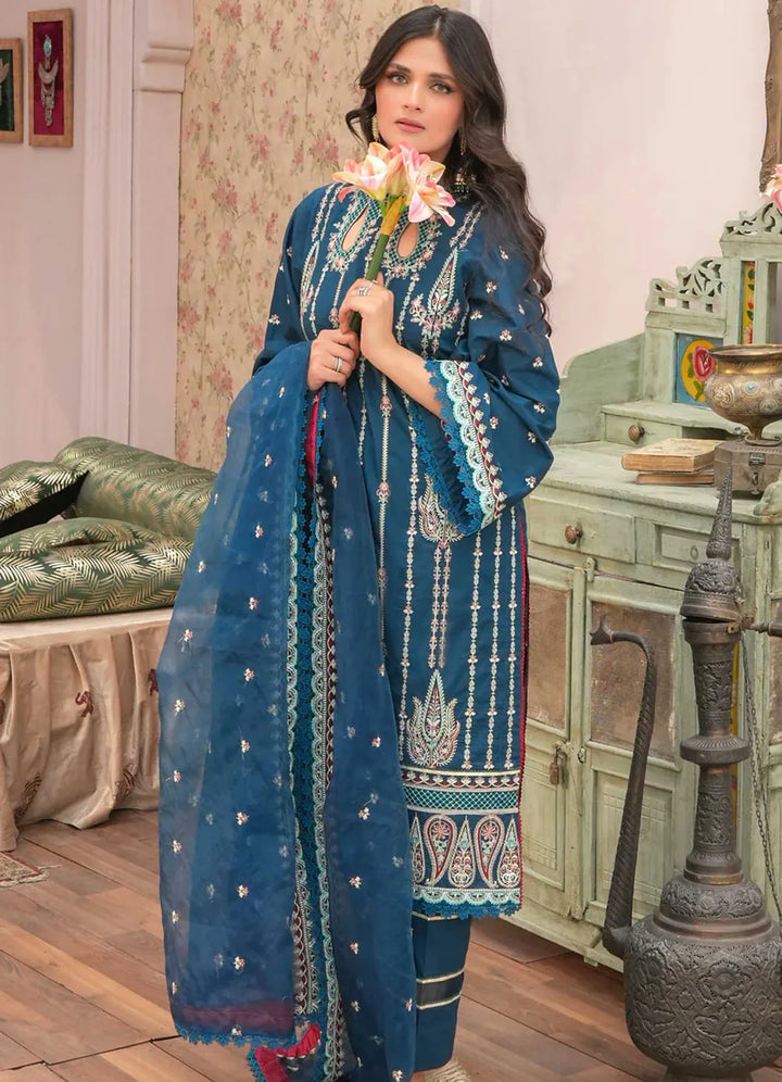 Dastaan by Annara Begum Embroidered Cotton Lawn Suit Unstitched 3 Piece AB24D Allmeera - Summer Collection