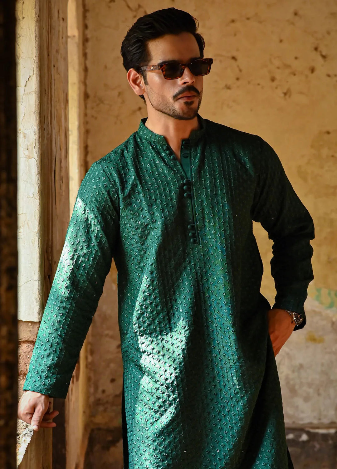 Dastaan by Fabrich Embroidered Cotton Silk Unstitched Suits 2 Piece GTS-D-008 -Mens Collection