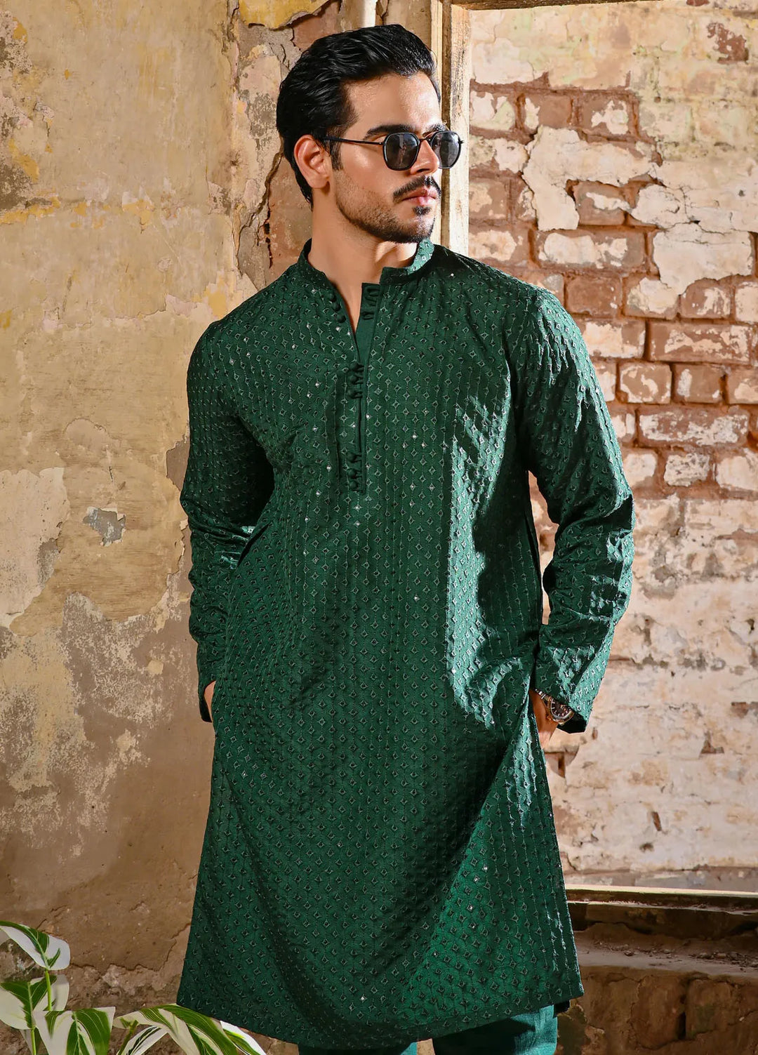Dastaan by Fabrich Embroidered Cotton Silk Unstitched Suits 2 Piece GTS-D-008 -Mens Collection