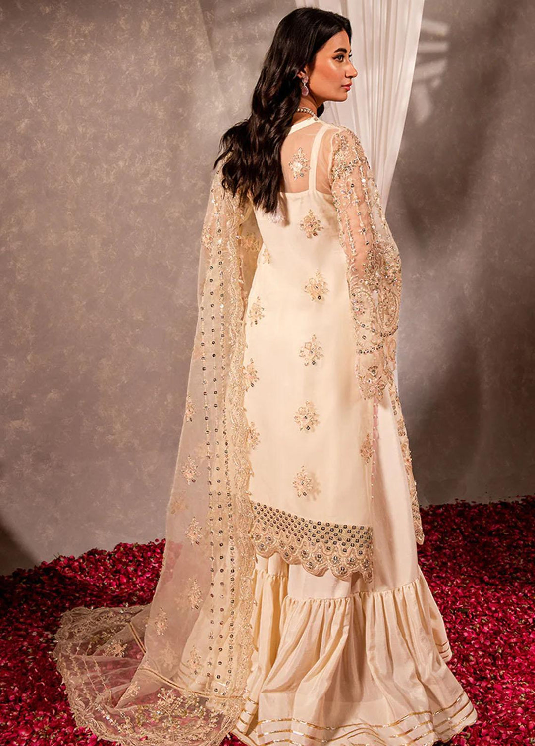 Dastaan By Maria Osama Khan Embroidered Organza Suits Unstitched 3 Piece Hoor - Luxury Collection