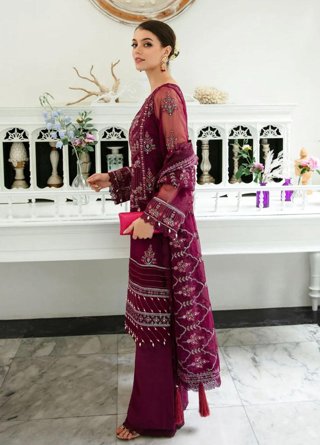 Dastaan By Meeral Embroidered Organza Suits Unstitched 3 Piece MRL24D Khawaab - Formal Collection