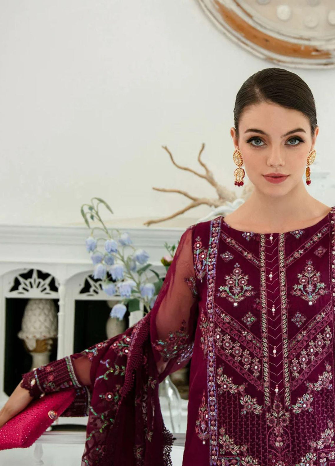Dastaan By Meeral Embroidered Organza Suits Unstitched 3 Piece MRL24D Khawaab - Formal Collection