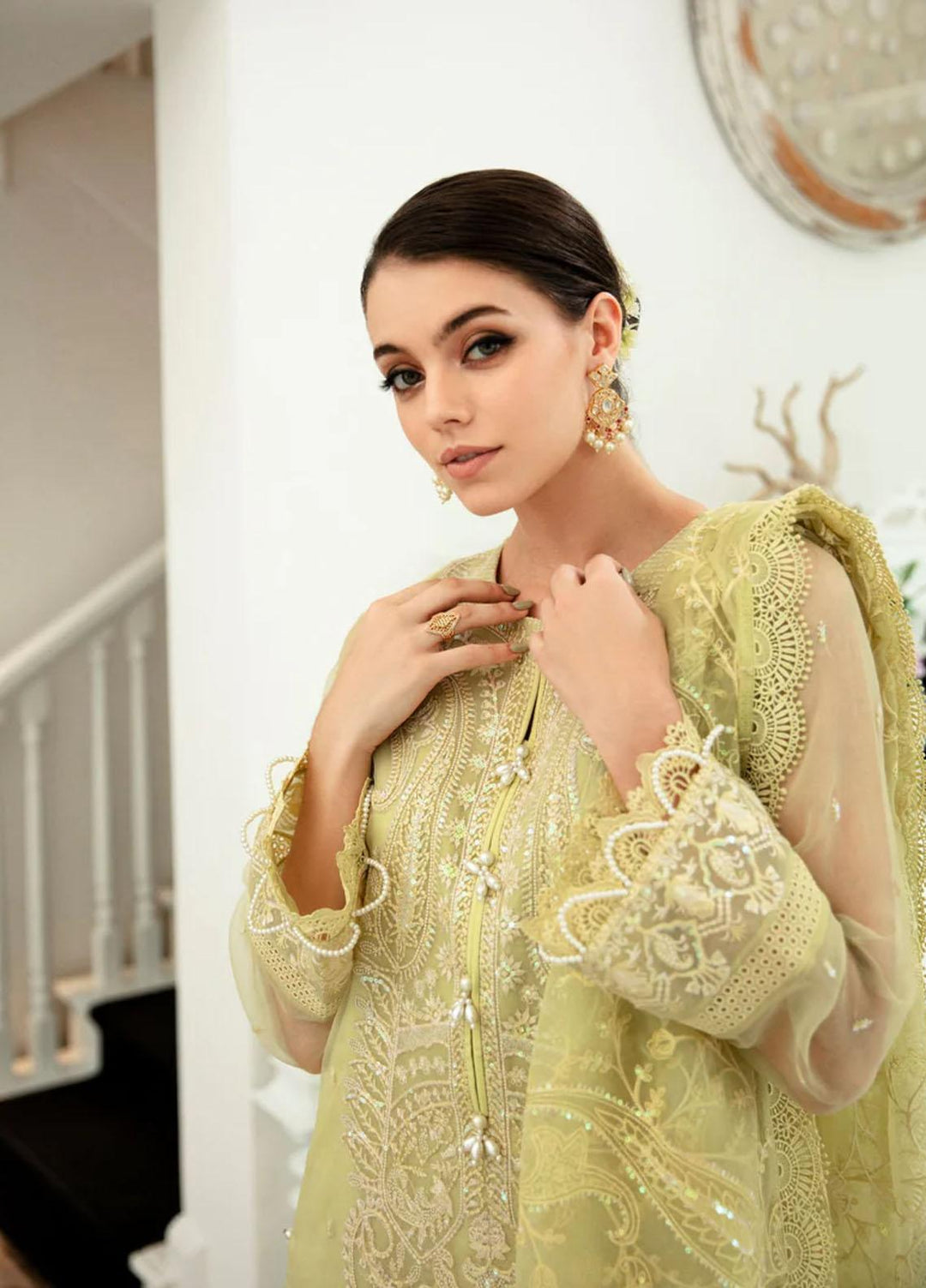 Dastaan By Meeral Embroidered Organza Suits Unstitched 3 Piece MRL24D Sang-e-Maah - Formal Collection