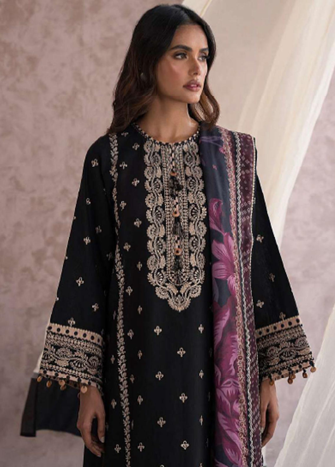Dastak By Jazmin Embroidered Khaddar Suits Unstitched 3 Piece JZ23DK D-06 Sharar - Winter Collection