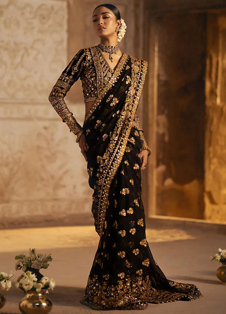 Dastoor by Aik Atelier Embroidered Velvet Saree Unstitched 3 Piece AIK24DV D-04 - Formals Collection