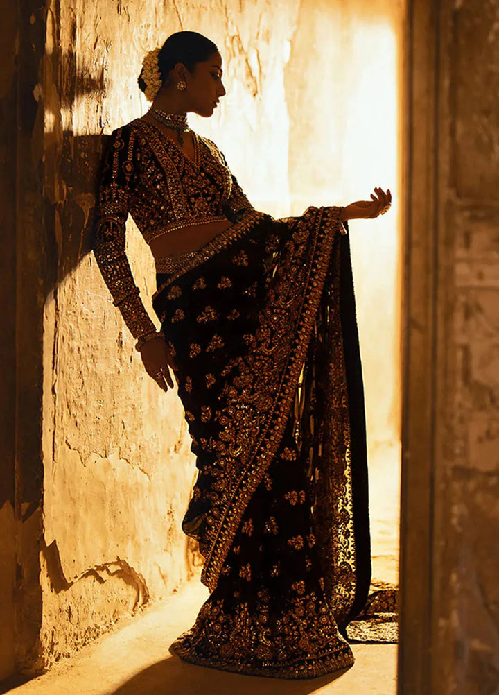Dastoor by Aik Atelier Embroidered Velvet Saree Unstitched 3 Piece AIK24DV D-04 - Formals Collection