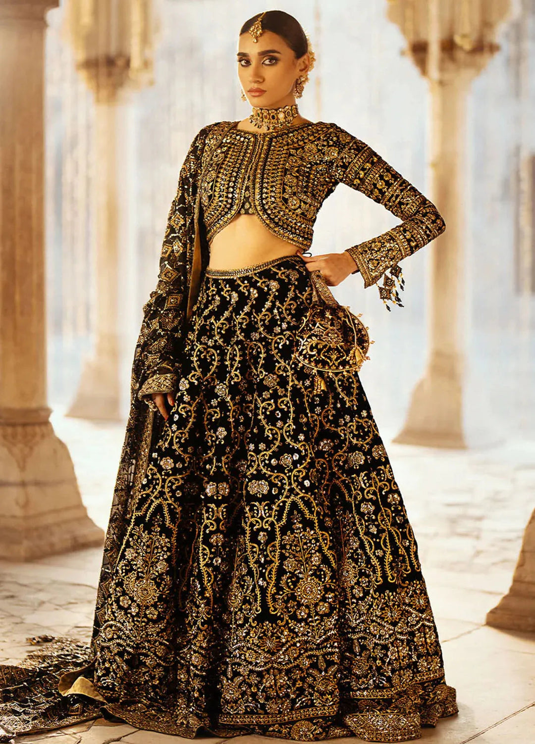 Dastoor by Aik Atelier Embroidered Velvet Suit Unstitched 3 Piece AIK24DV D-01 - Formals Collection
