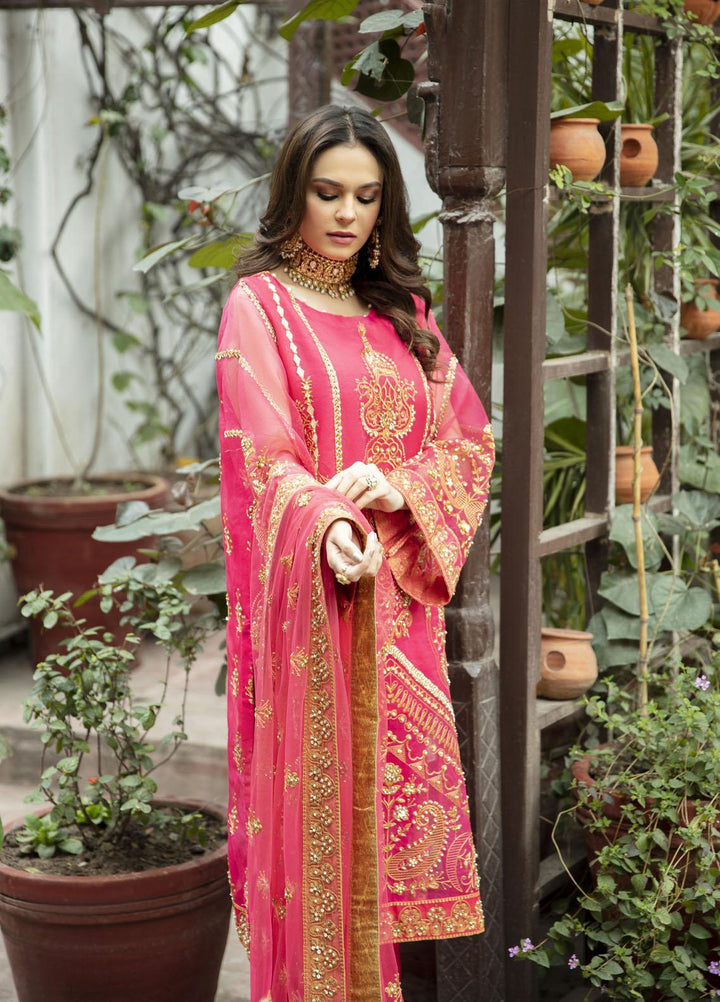 Daud Abbas Embroidered Organza Suits Unstitched 3 Piece DA22DS DA-F-001/Marjjan  - Luxury Collection