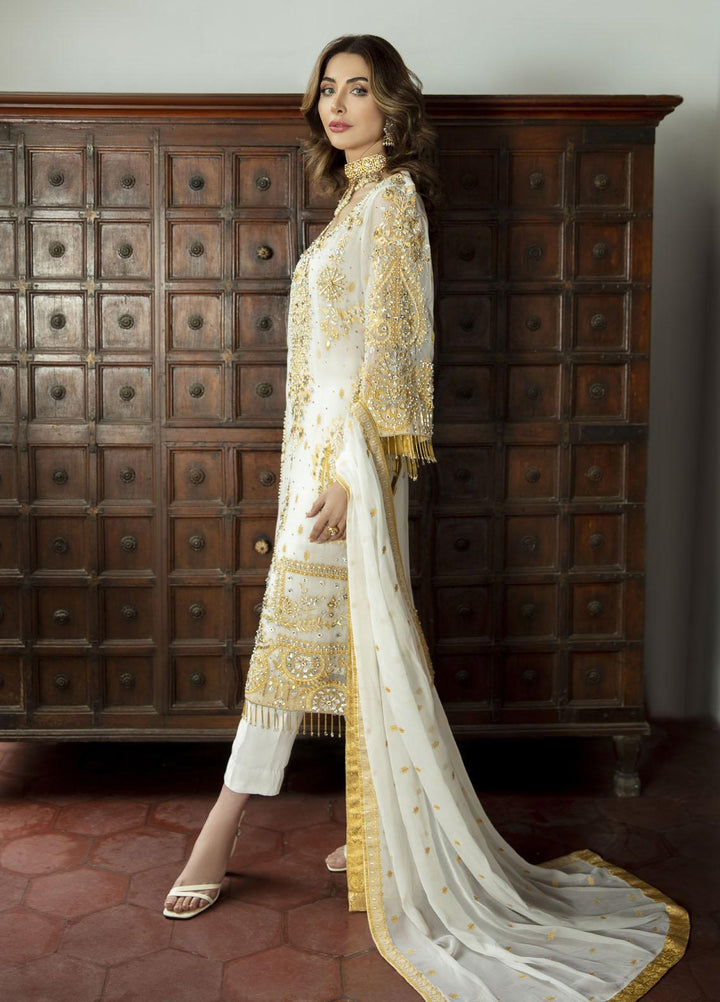 Daud Abbas Embroidered Chiffon Suits Unstitched 3 Piece DA22DS DA-F-003/Opal - Luxury Collection