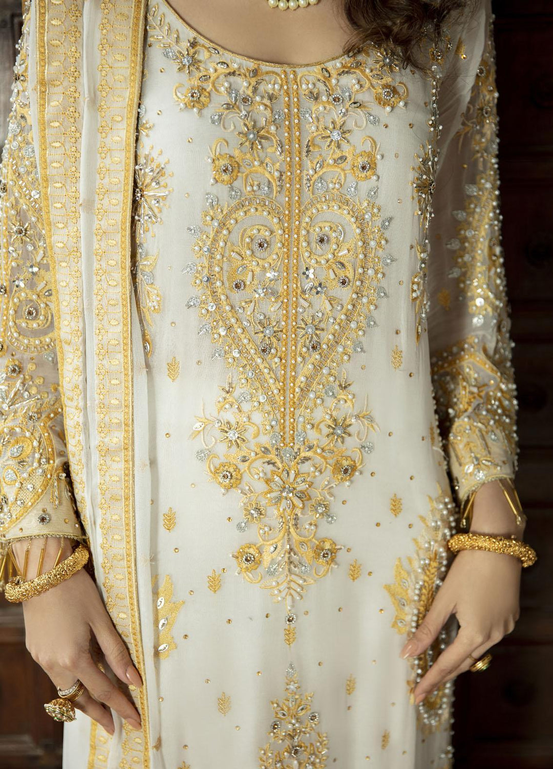 Daud Abbas Embroidered Chiffon Suits Unstitched 3 Piece DA22DS DA-F-003/Opal - Luxury Collection