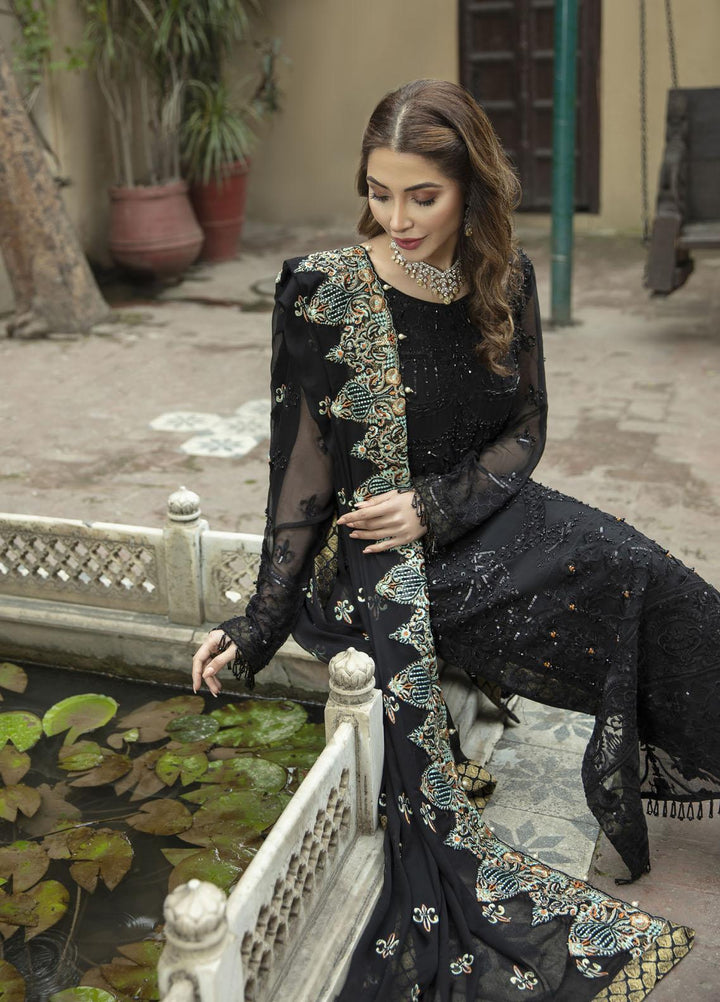 Daud Abbas Embroidered Chiffon Suits Unstitched 3 Piece DA22DS DA-F-005/Onyx - Luxury Collection